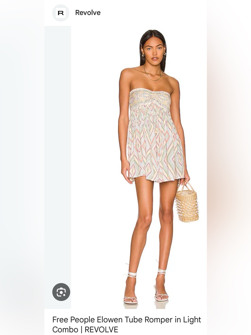 Free People light multicolor strapless skater romper